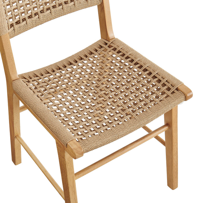 Modway Tindra Woven Dining Chairs Set of 2 in Natural - lifestyle view 11