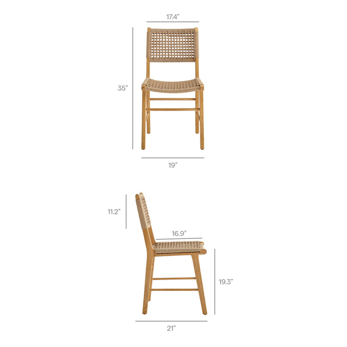Modway Tindra Woven Dining Chairs Set of 2 in Natural - dimensions and specifications 18