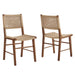 Modway Tindra Woven Dining Chairs Set of 2 in Walnut - front view