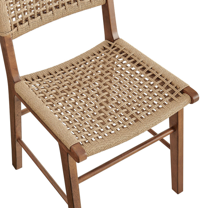 Modway Tindra Woven Dining Chairs Set of 2 in Walnut - lifestyle view 12