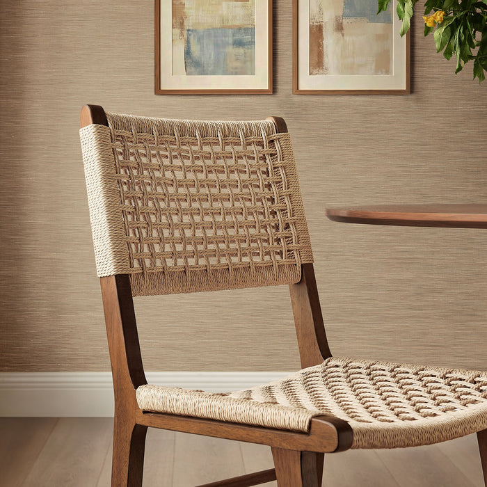 Modway Tindra Woven Dining Chairs Set of 2 in Walnut - lifestyle view 14