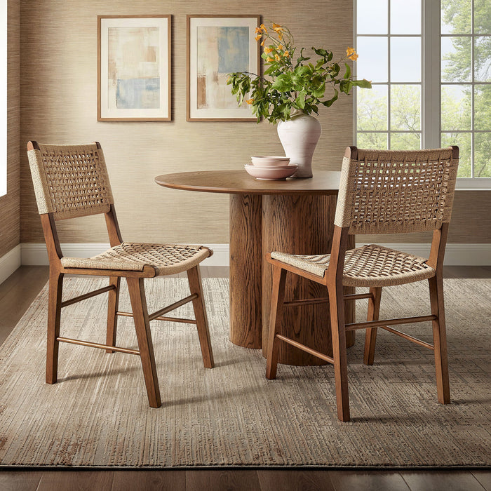 Modway Tindra Woven Dining Chairs Set of 2 in Walnut - lifestyle view 16