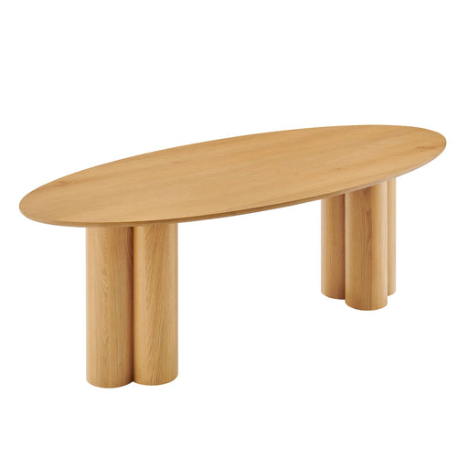 Modway Renwick 79 Inch Oak Veneer Oval Pedestal Dining Table in Oak - front view
