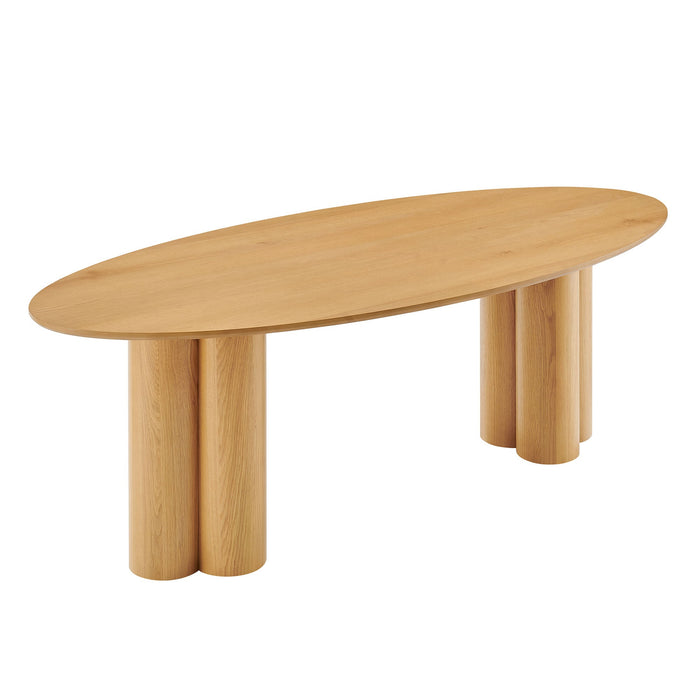 Modway Renwick 79 Inch Oak Veneer Oval Pedestal Dining Table in Oak - front view