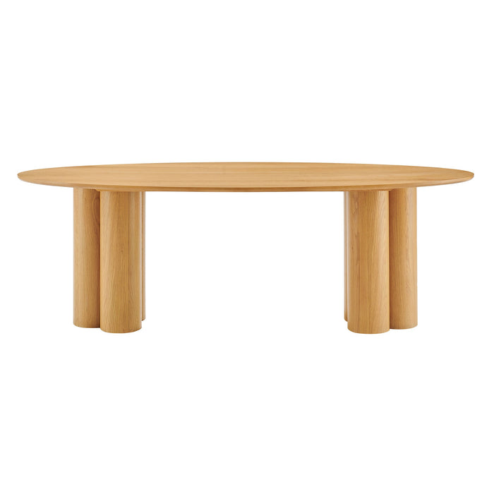 Modway Renwick 79 Inch Oak Veneer Oval Pedestal Dining Table in Oak - angled view