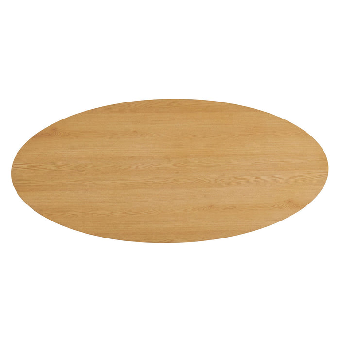 Modway Renwick 79 Inch Oak Veneer Oval Pedestal Dining Table in Oak - side view