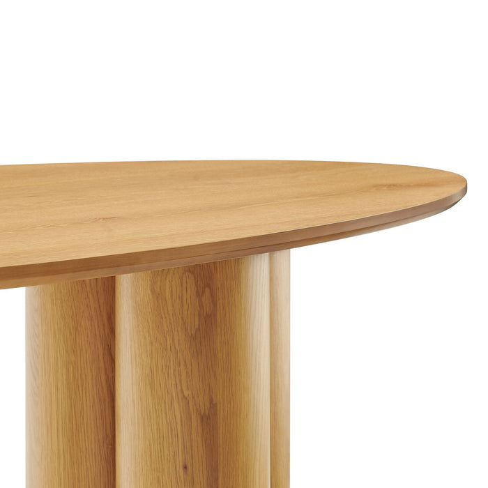 Modway Renwick 79 Inch Oak Veneer Oval Pedestal Dining Table in Oak - detail view