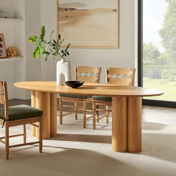 Modway Renwick 79 Inch Oak Veneer Oval Pedestal Dining Table in Oak - lifestyle view 12