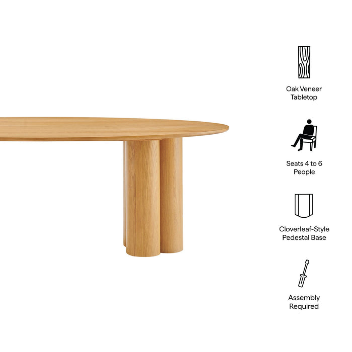 Modway Renwick 79 Inch Oak Veneer Oval Pedestal Dining Table in Oak - dimensions and specifications