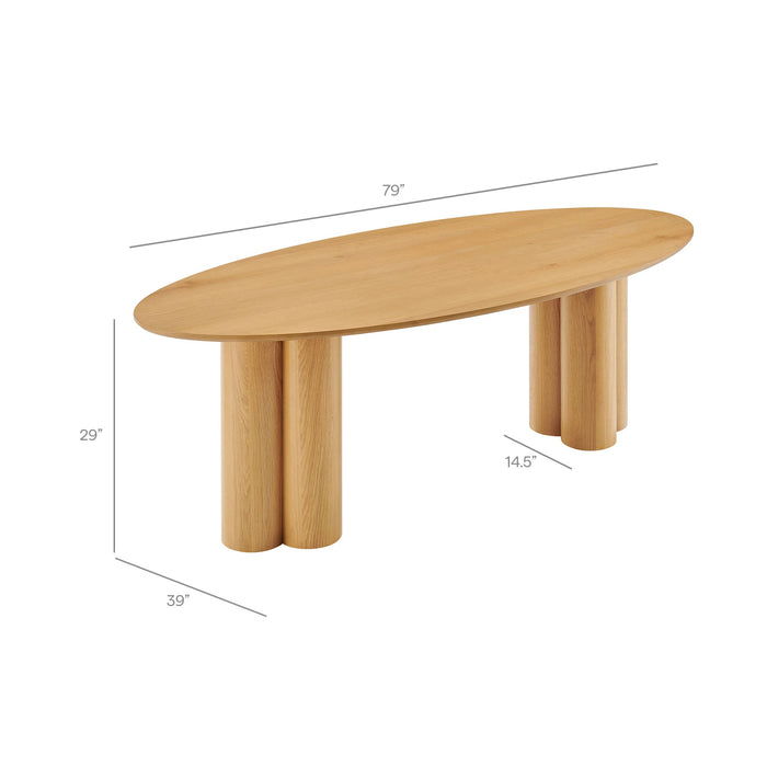 Modway Renwick 79 Inch Oak Veneer Oval Pedestal Dining Table in Oak - dimensions and specifications 16