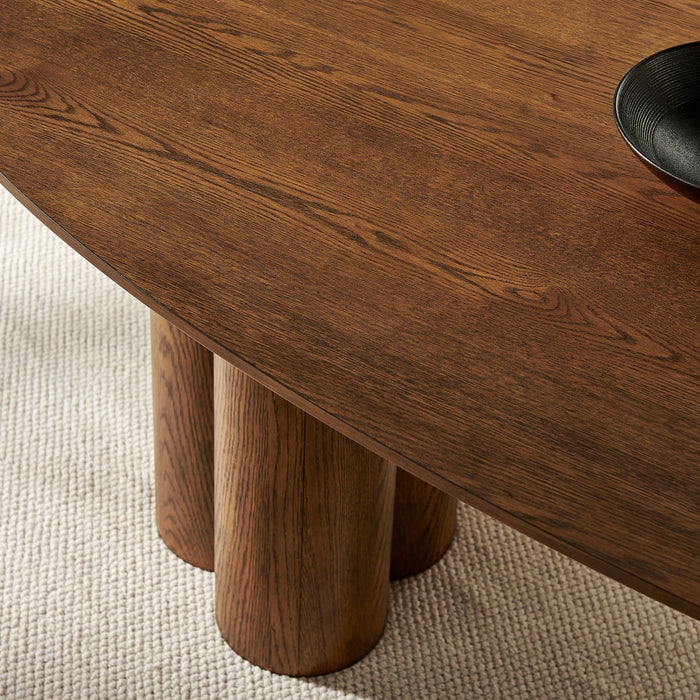 Modway Renwick 79 Inch Oak Veneer Oval Pedestal Dining Table in Walnut - lifestyle view