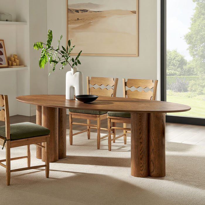 Modway Renwick 79 Inch Oak Veneer Oval Pedestal Dining Table in Walnut - lifestyle view 11