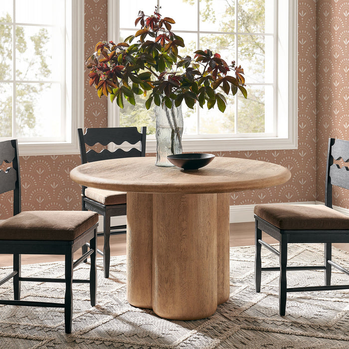 Tori 48 Inch Round Indoor and Outdoor Dining Table Oak