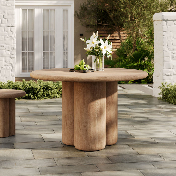 Tori 48 Inch Round Indoor and Outdoor Dining Table Oak