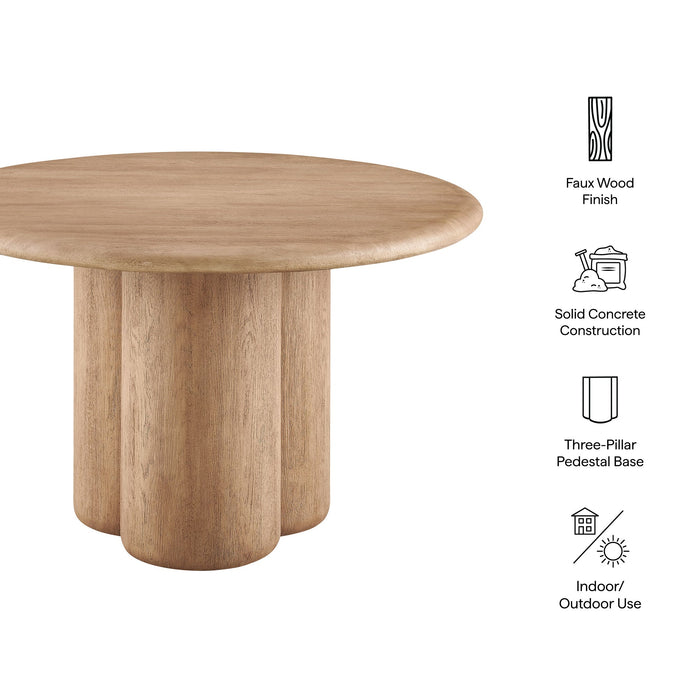 Tori 48 Inch Round Indoor and Outdoor Dining Table Oak