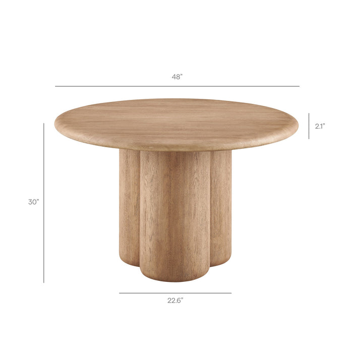 Tori 48 Inch Round Indoor and Outdoor Dining Table Oak