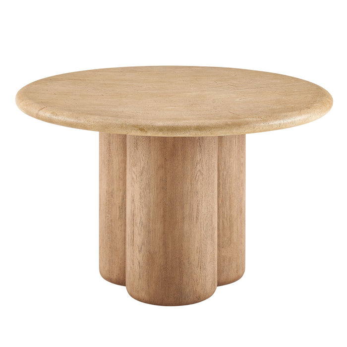 Tori 48 Inch Round Indoor and Outdoor Dining Table Travertine
