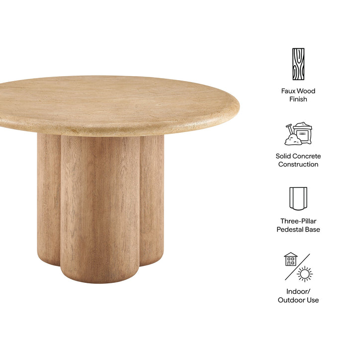 Tori 48 Inch Round Indoor and Outdoor Dining Table Travertine