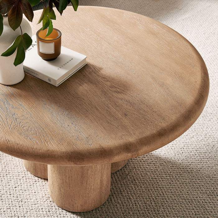 Tori 31 Inch Round Indoor and Outdoor Coffee Table Oak