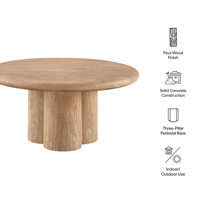 Tori 31 Inch Round Indoor and Outdoor Coffee Table Oak