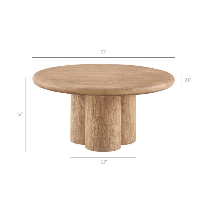 Tori 31 Inch Round Indoor and Outdoor Coffee Table Oak