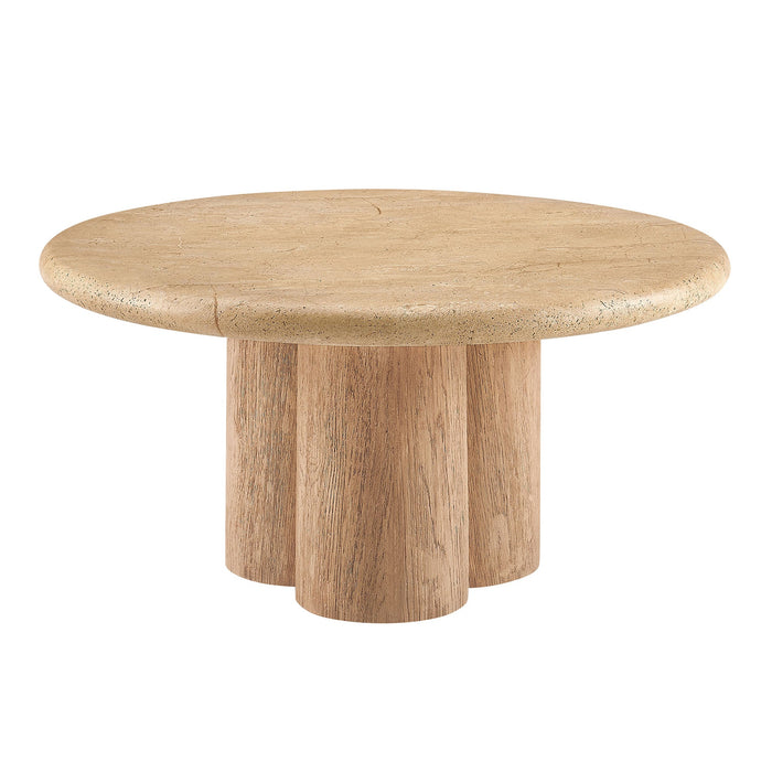 Tori 31 Inch Round Indoor and Outdoor Coffee Table Travertine