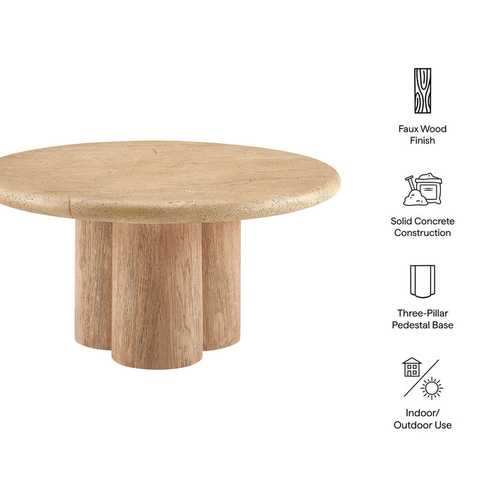 Tori 31 Inch Round Indoor and Outdoor Coffee Table Travertine