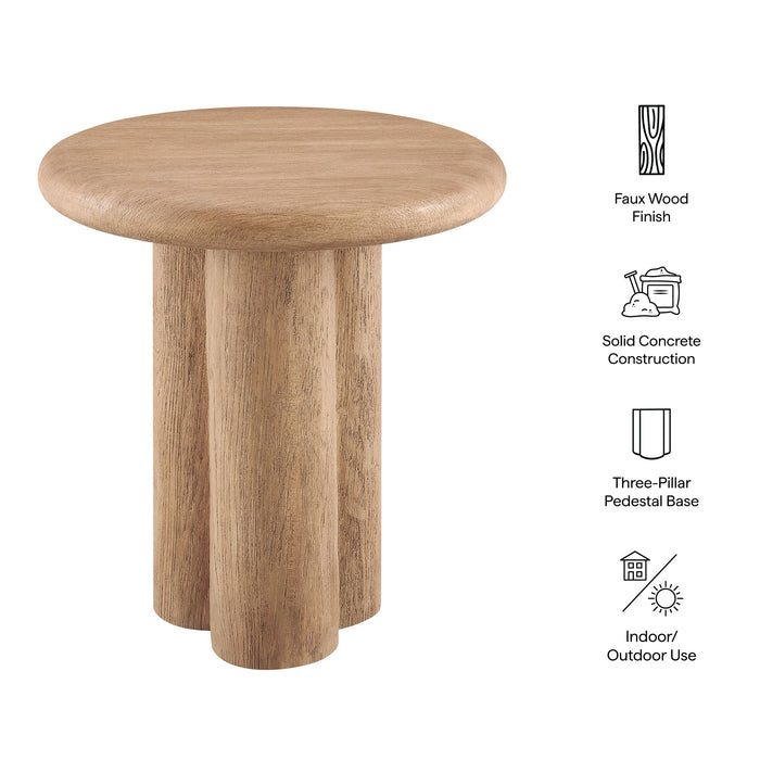 Tori 20 Inch Round Indoor and Outdoor Side Table Oak