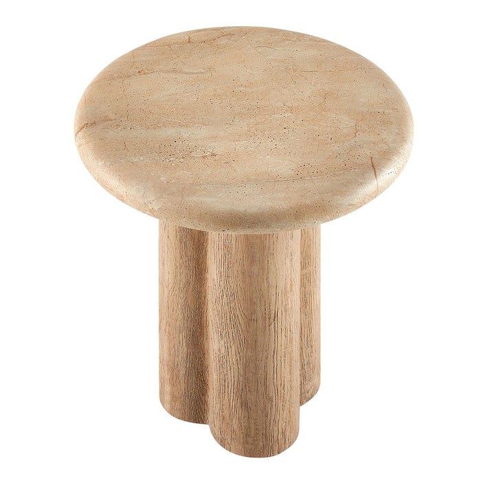 Tori 20 Inch Round Indoor and Outdoor Side Table Travertine