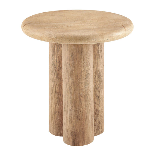 Tori 20 Inch Round Indoor and Outdoor Side Table Travertine