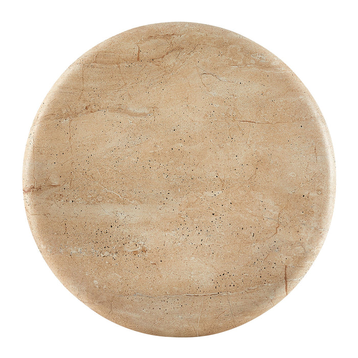 Tori 20 Inch Round Indoor and Outdoor Side Table Travertine