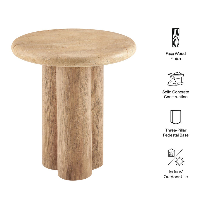 Tori 20 Inch Round Indoor and Outdoor Side Table Travertine