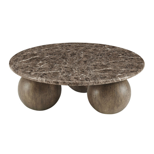 Pietra Indoor Outdoor Round Coffee Table Dark Emperador Marble