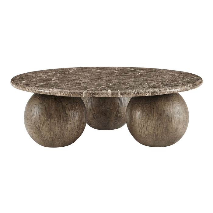 Pietra Indoor Outdoor Round Coffee Table Dark Emperador Marble