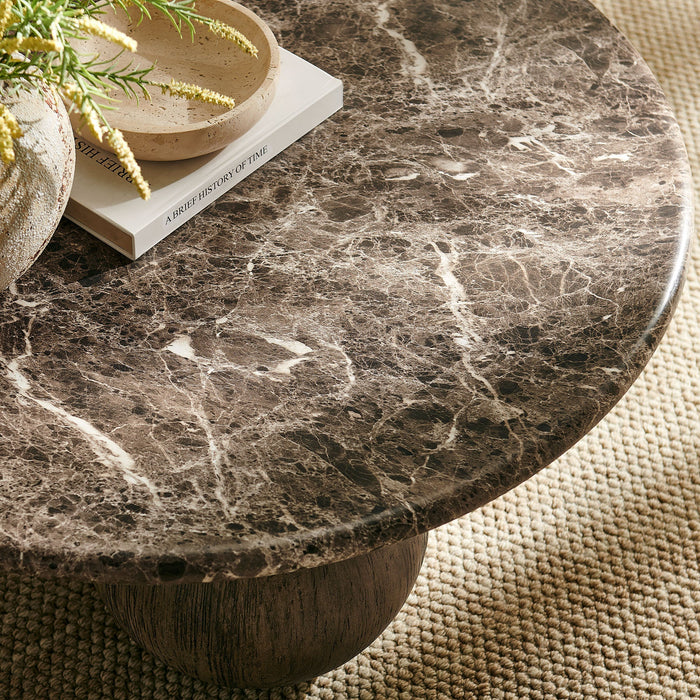 Pietra Indoor Outdoor Round Coffee Table Dark Emperador Marble