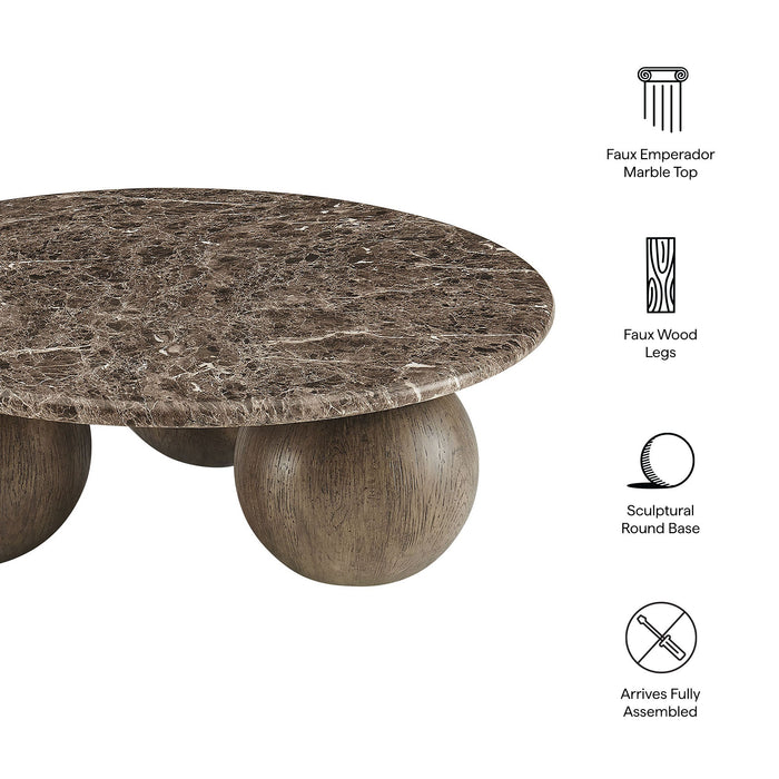 Pietra Indoor Outdoor Round Coffee Table Dark Emperador Marble