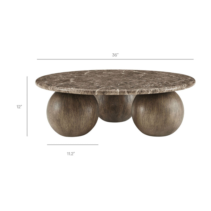 Pietra Indoor Outdoor Round Coffee Table Dark Emperador Marble