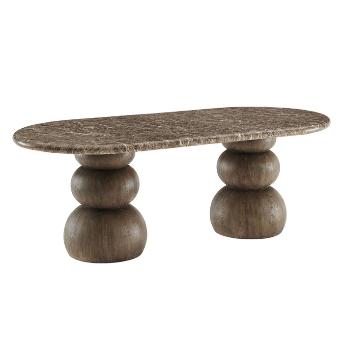 Pietra Indoor Outdoor Oval Dining Table Dark Emperador Marble