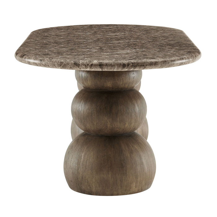 Pietra Indoor Outdoor Oval Dining Table Dark Emperador Marble