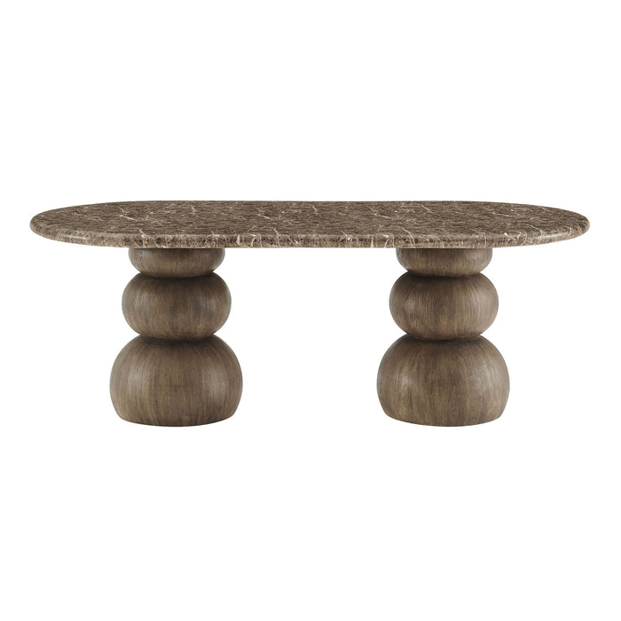 Pietra Indoor Outdoor Oval Dining Table Dark Emperador Marble