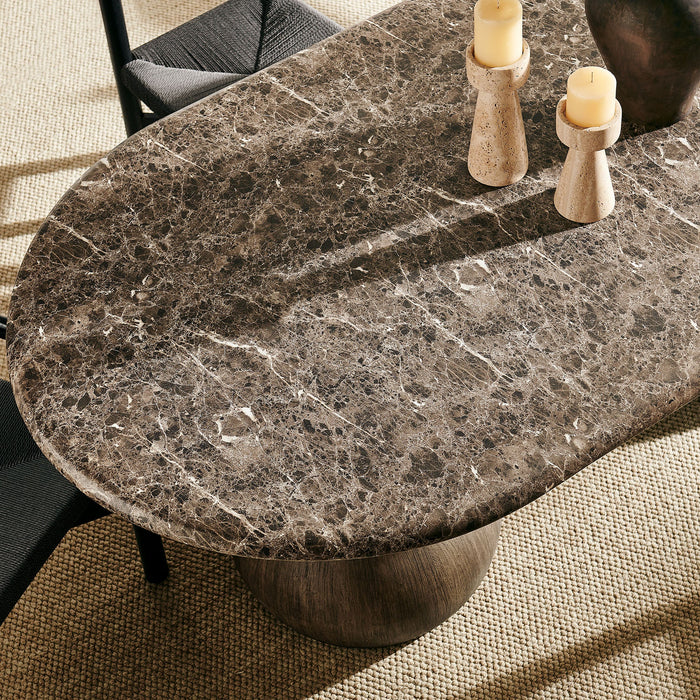 Pietra Indoor Outdoor Oval Dining Table Dark Emperador Marble