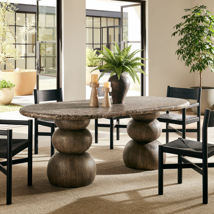 Pietra Indoor Outdoor Oval Dining Table Dark Emperador Marble