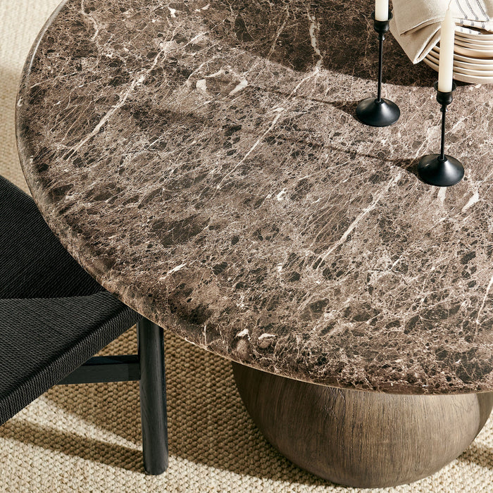 Pietra Indoor Outdoor Round Dining Table Dark Emperador Marble