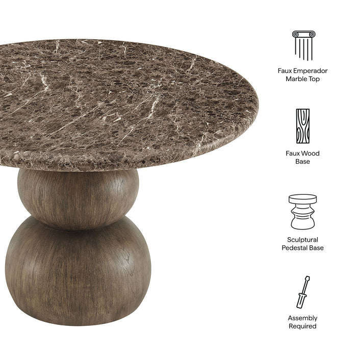 Pietra Indoor Outdoor Round Dining Table Dark Emperador Marble
