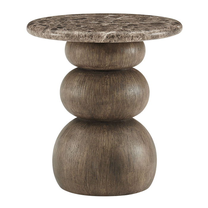 Pietra Indoor Outdoor Round Side Table Dark Emperador Marble