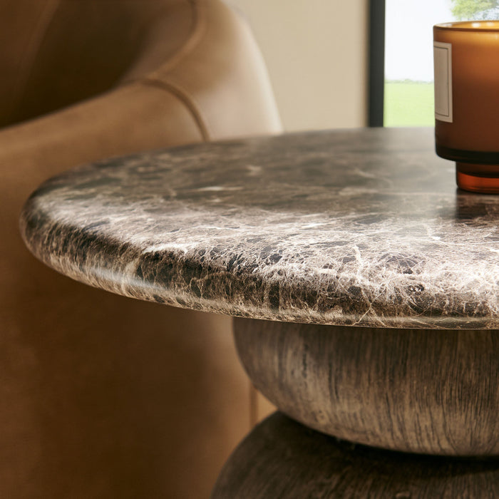 Pietra Indoor Outdoor Round Side Table Dark Emperador Marble