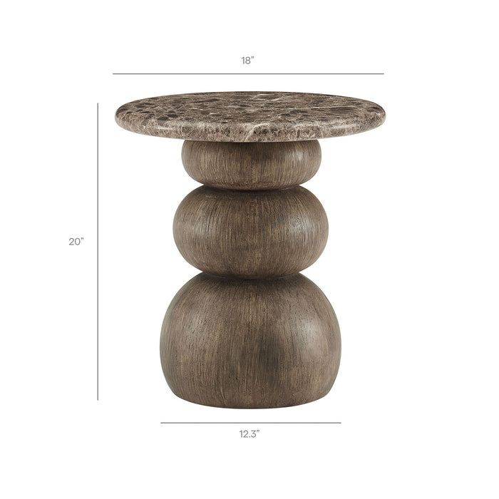 Pietra Indoor Outdoor Round Side Table Dark Emperador Marble