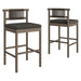 Eleni Outdoor Teak Wood Bar Stools Set of 2 Weathered Gray Flint