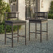 Eleni Outdoor Teak Wood Bar Stools Set of 2 Weathered Gray Flint