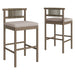 Eleni Outdoor Teak Wood Bar Stools Set of 2 Weathered Gray Pebble